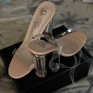 Nude Clear Strap Heels
